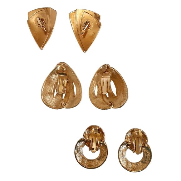 Vintage 80s Costume Jewelry Clip On Earrings 3 Pairs Craft L. Bott Doorknocker - Picture 2 of 13